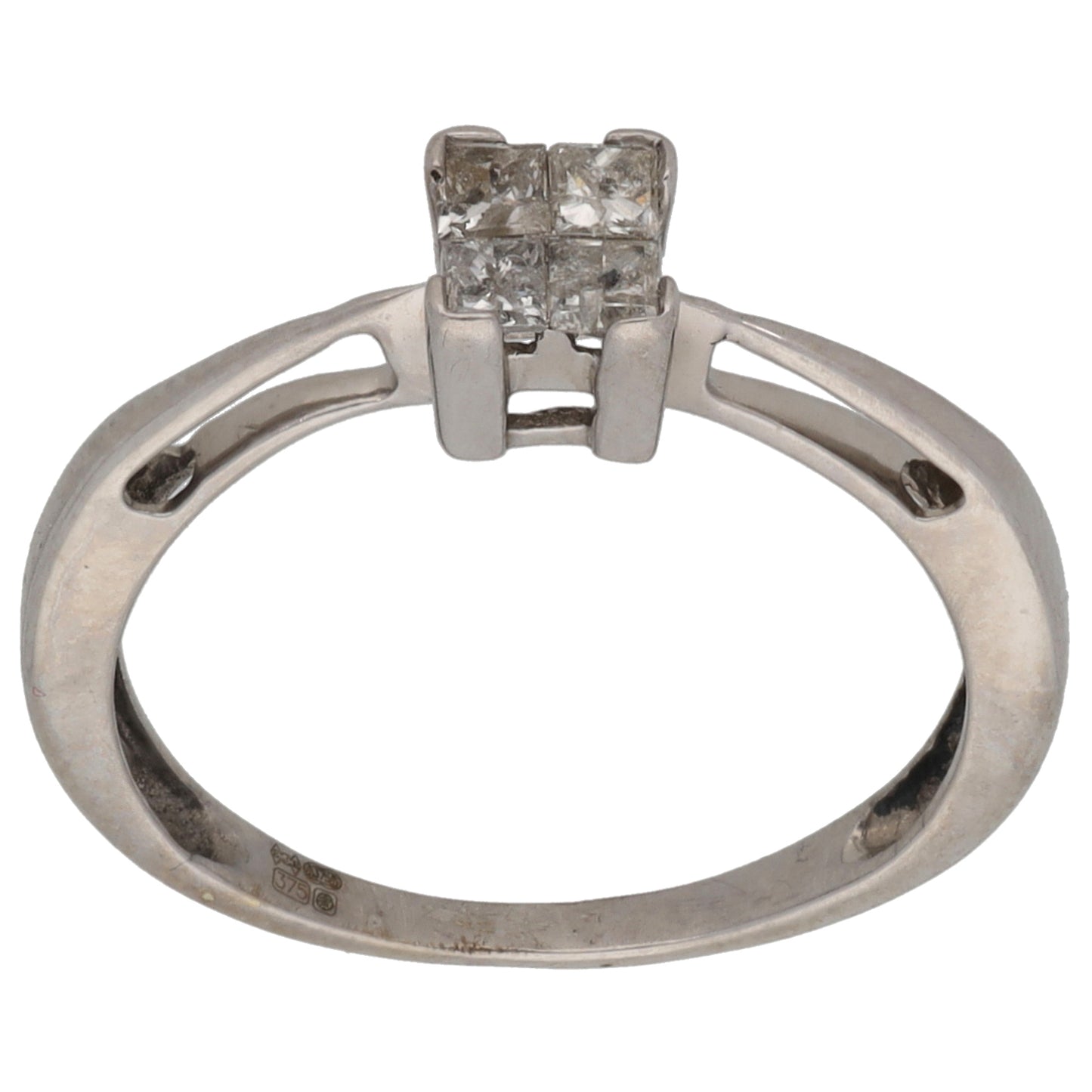 9ct White Gold 0.15ct Diamond Dress/Cocktail Ring Size K