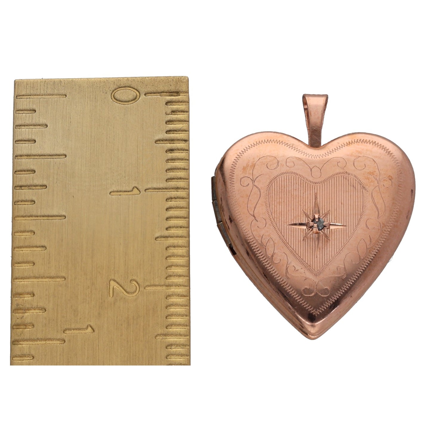 9ct Rose Gold 0.005ct Diamond Heart Locket Pendant
