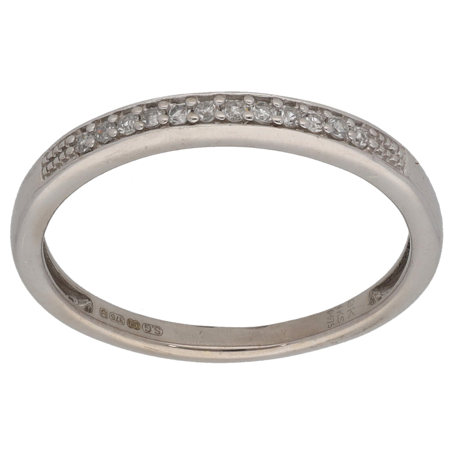 9ct White Gold 0.075ct Diamond Half Eternity Ring Size M