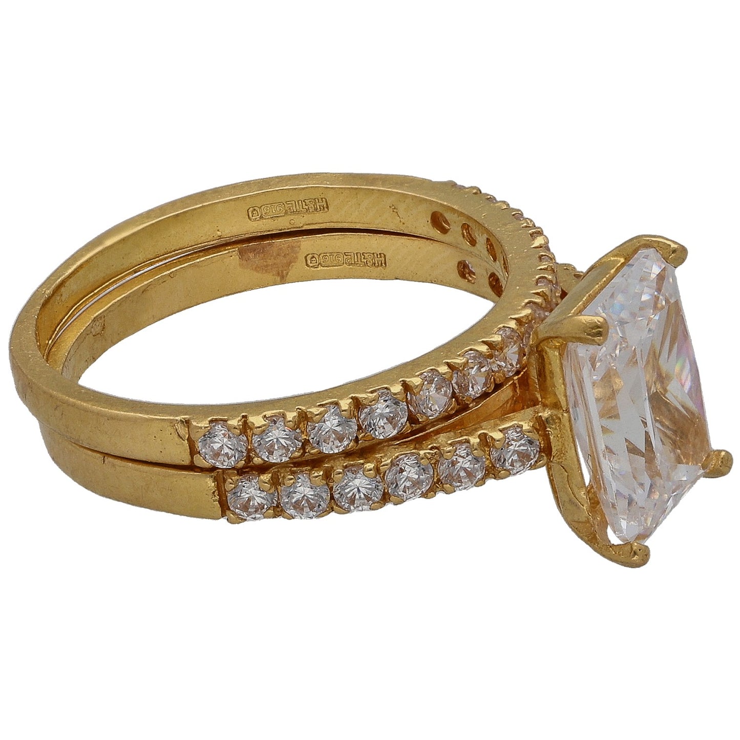 22ct Gold Cubic Zirconia Ring Set Size L