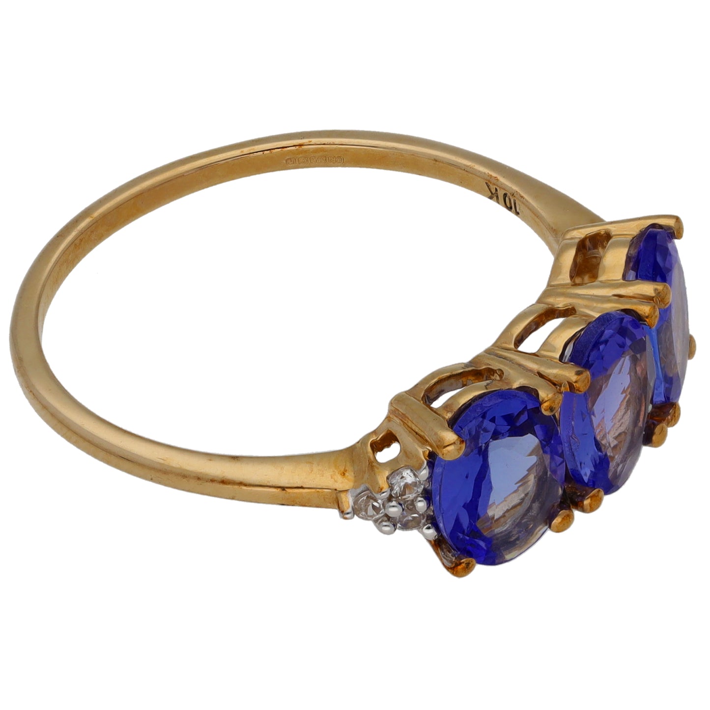 9ct Gold Tanzanite & White Topaz Dress/Cocktail Ring Size S