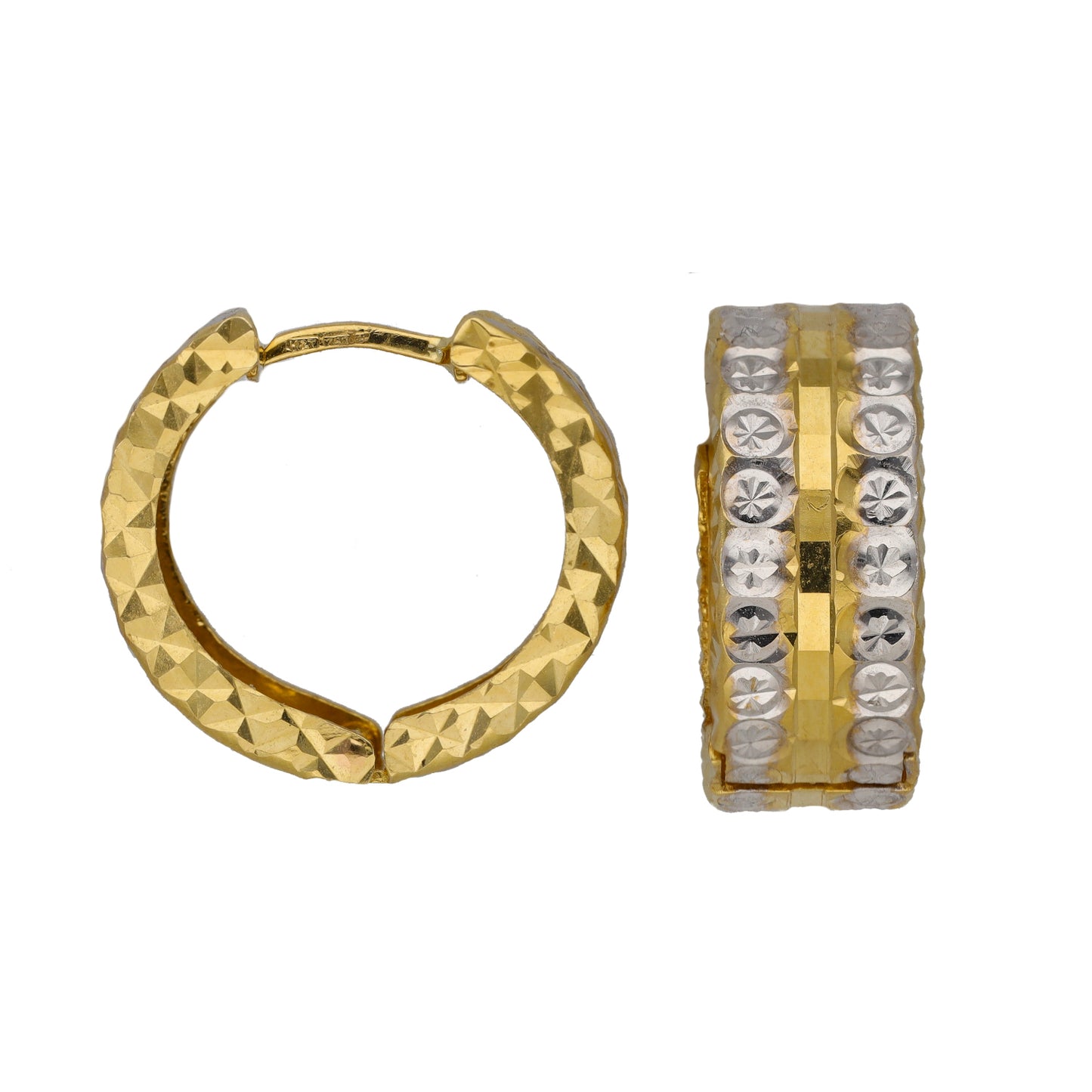 18ct Bi-Colour Gold Hoop Earrings