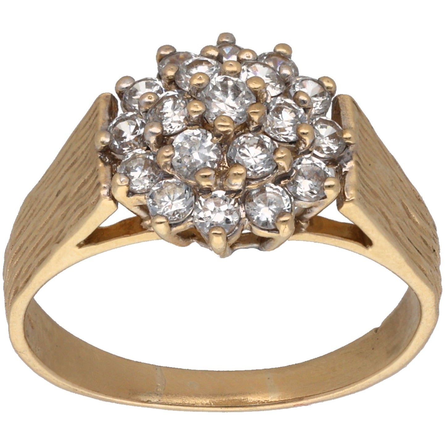 9ct Gold Cubic Zirconia Cluster Ring Size O