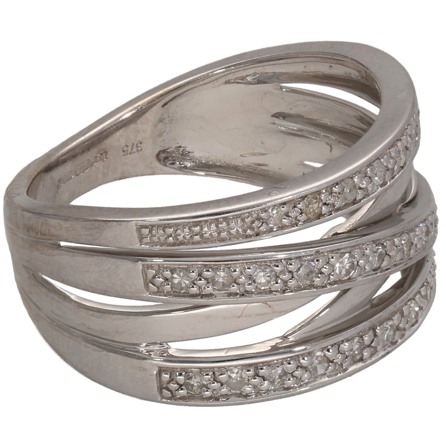 9ct White Gold 0.20ct Diamond Dress/Cocktail Ring Size L