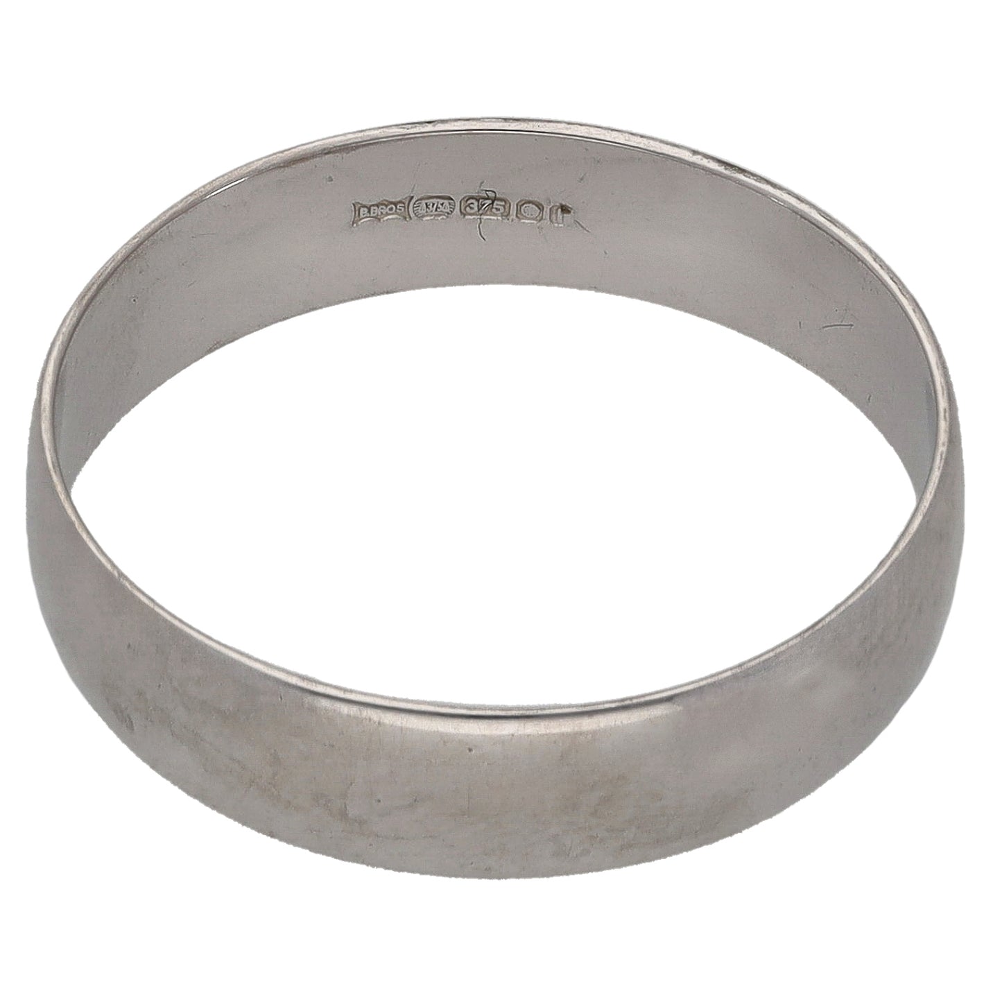 9ct White Gold Plain Wedding Ring Size R