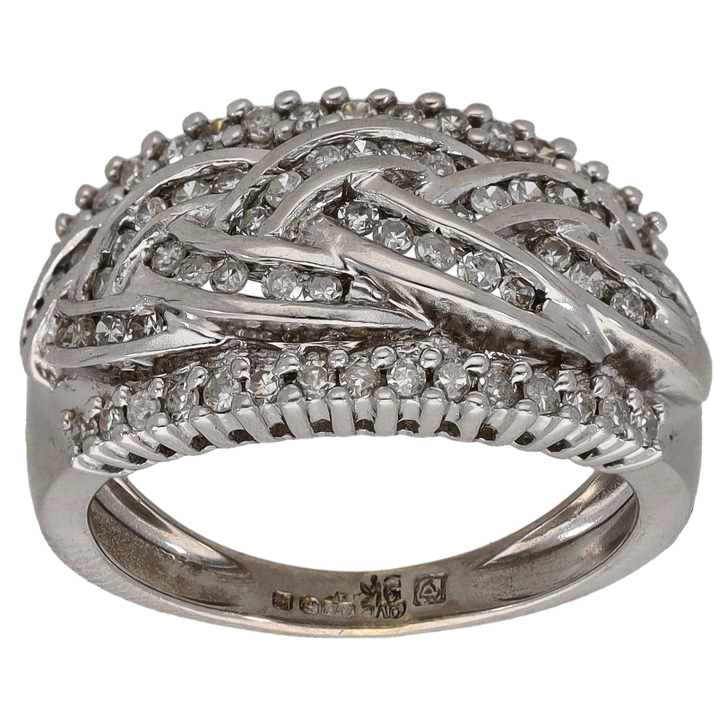 9ct White Gold 0.68ct Diamond Dress/Cocktail Ring Size K