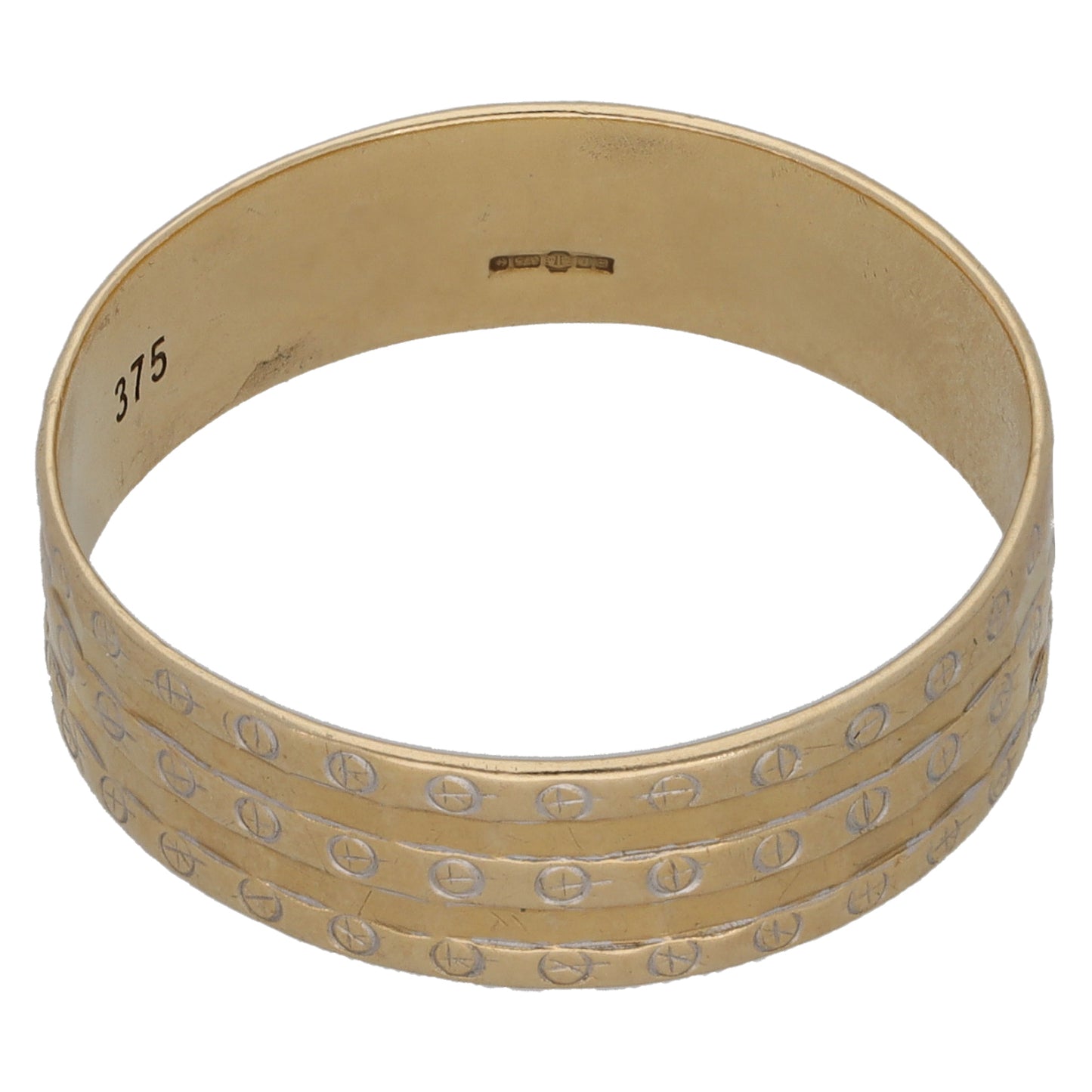 9ct Gold Patterned Wedding Ring Size U
