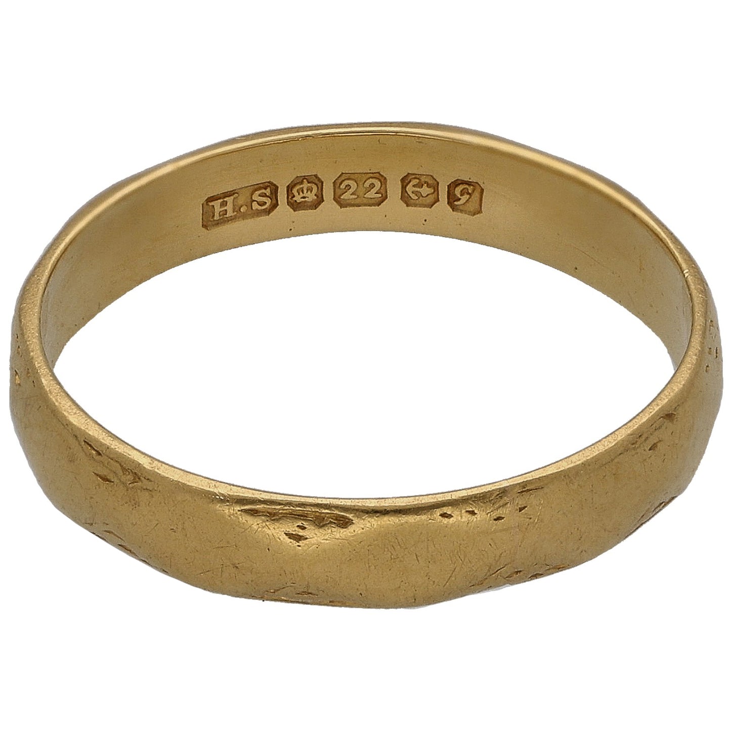 22ct Gold Patterned Wedding Ring Size L