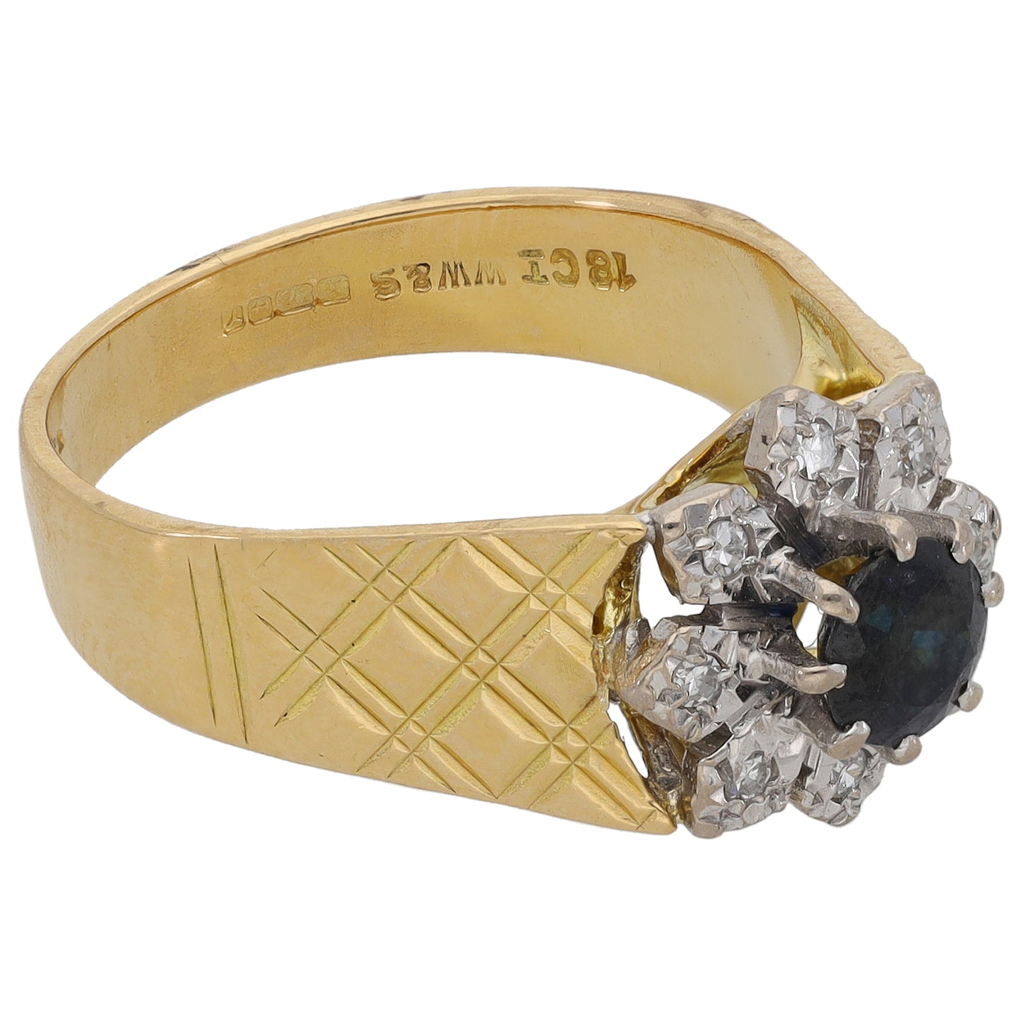18ct Gold 0.08ct Diamond & Sapphire Dress/Cocktail Ring Size O