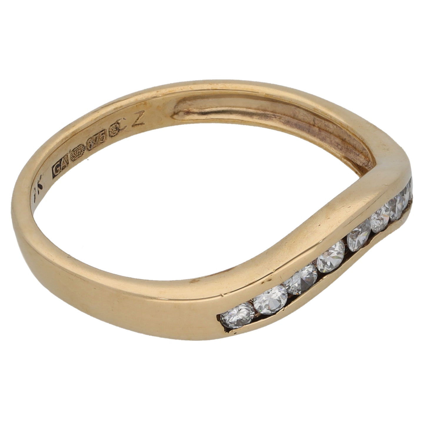 9ct Gold Cubic Zirconia Wishbone Ring Size O