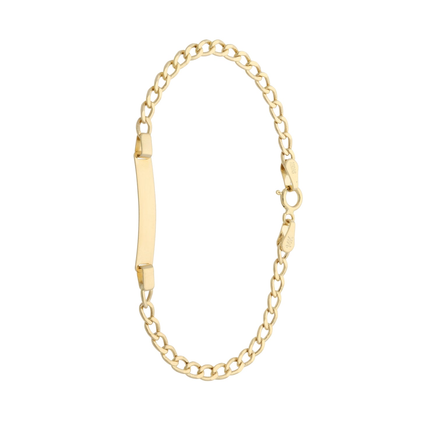 14ct Gold Curb ID Kids Bracelet - 15cm