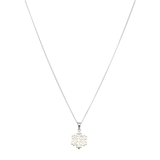 Sterling Silver Christmas Snowflake Pendant With Chain 16"
