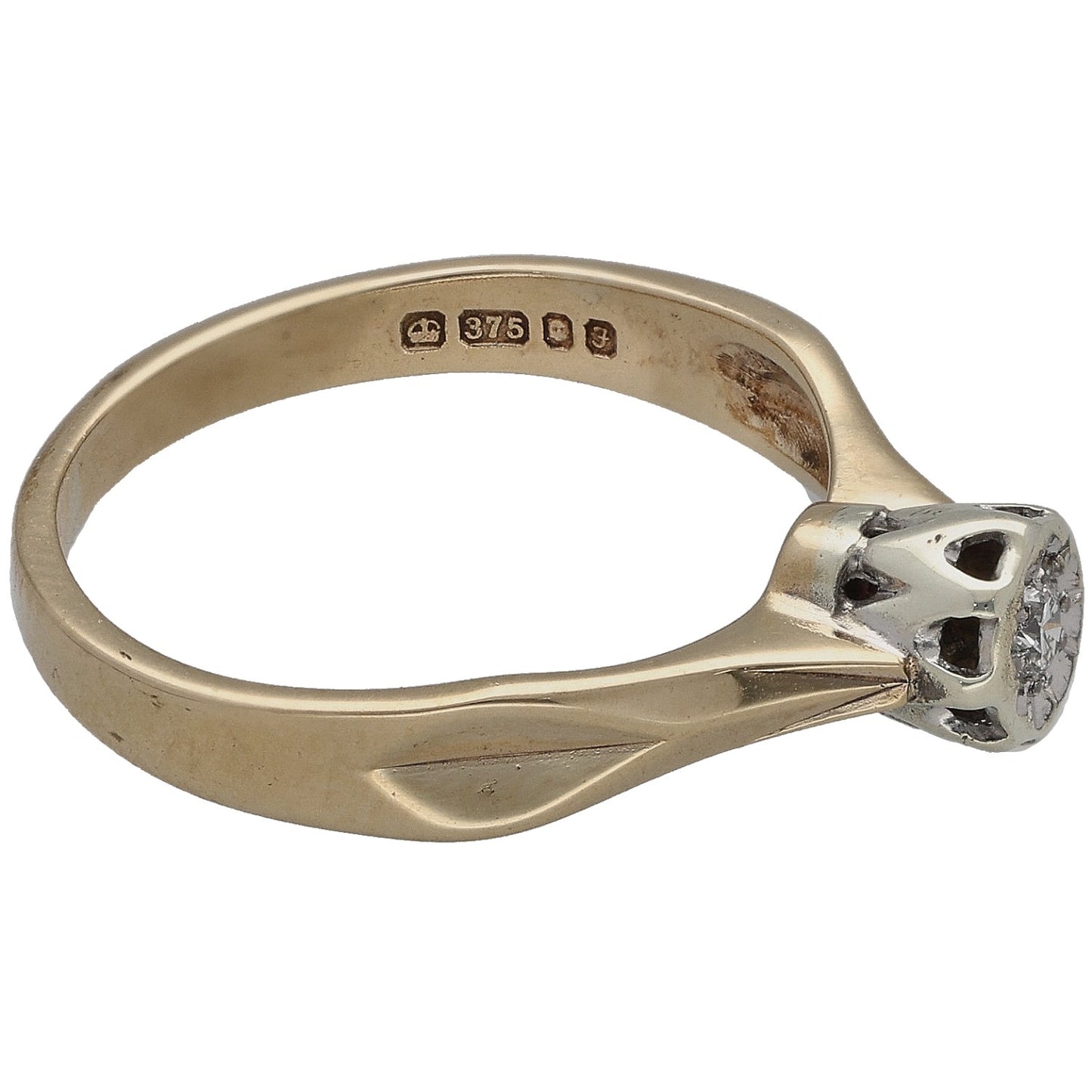 9ct Gold 0.04ct Diamond Solitaire Ring Size K