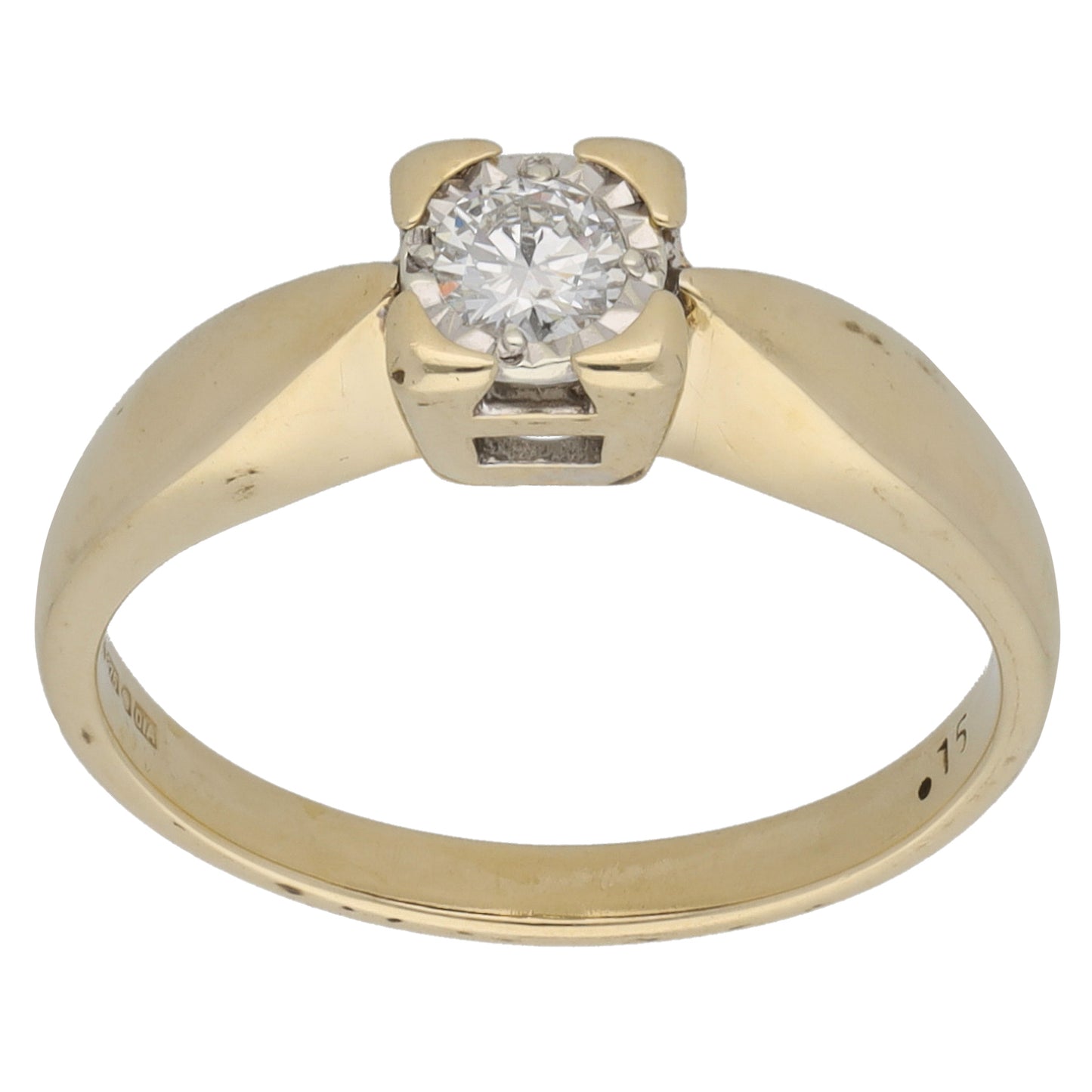 9ct Gold 0.15ct Diamond Solitaire Ring Size M