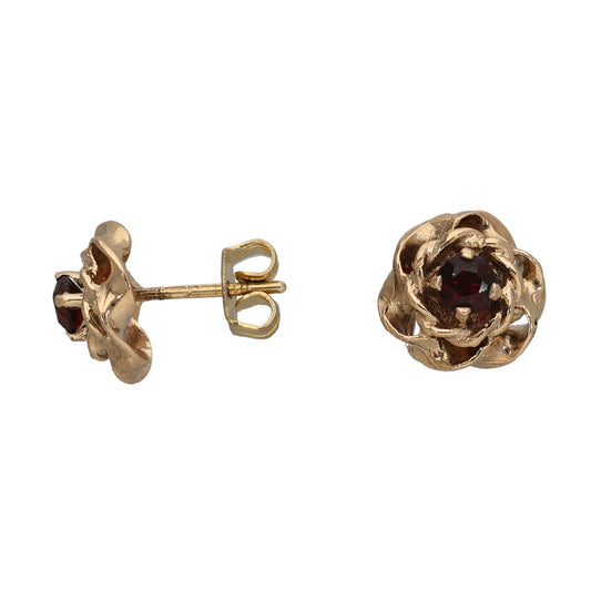 9ct Gold Garnet Stud Earrings