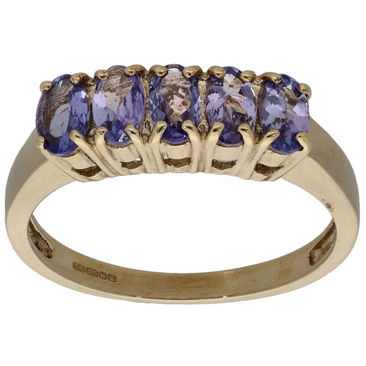 9ct Gold Tanzanite Half Eternity Ring Size N