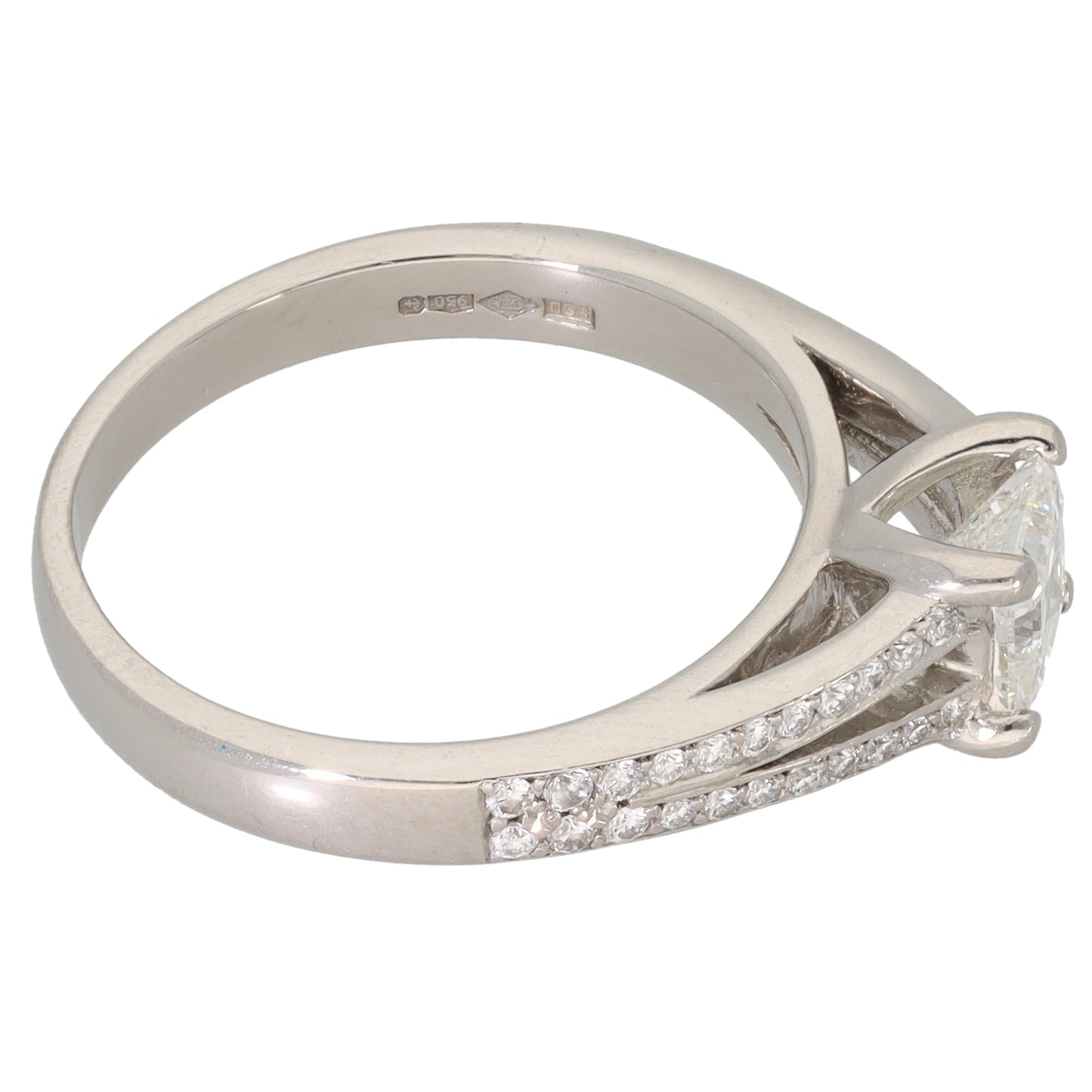 Platinum 0.92ct Diamond Solitaire Ring With Accent Stones Size P