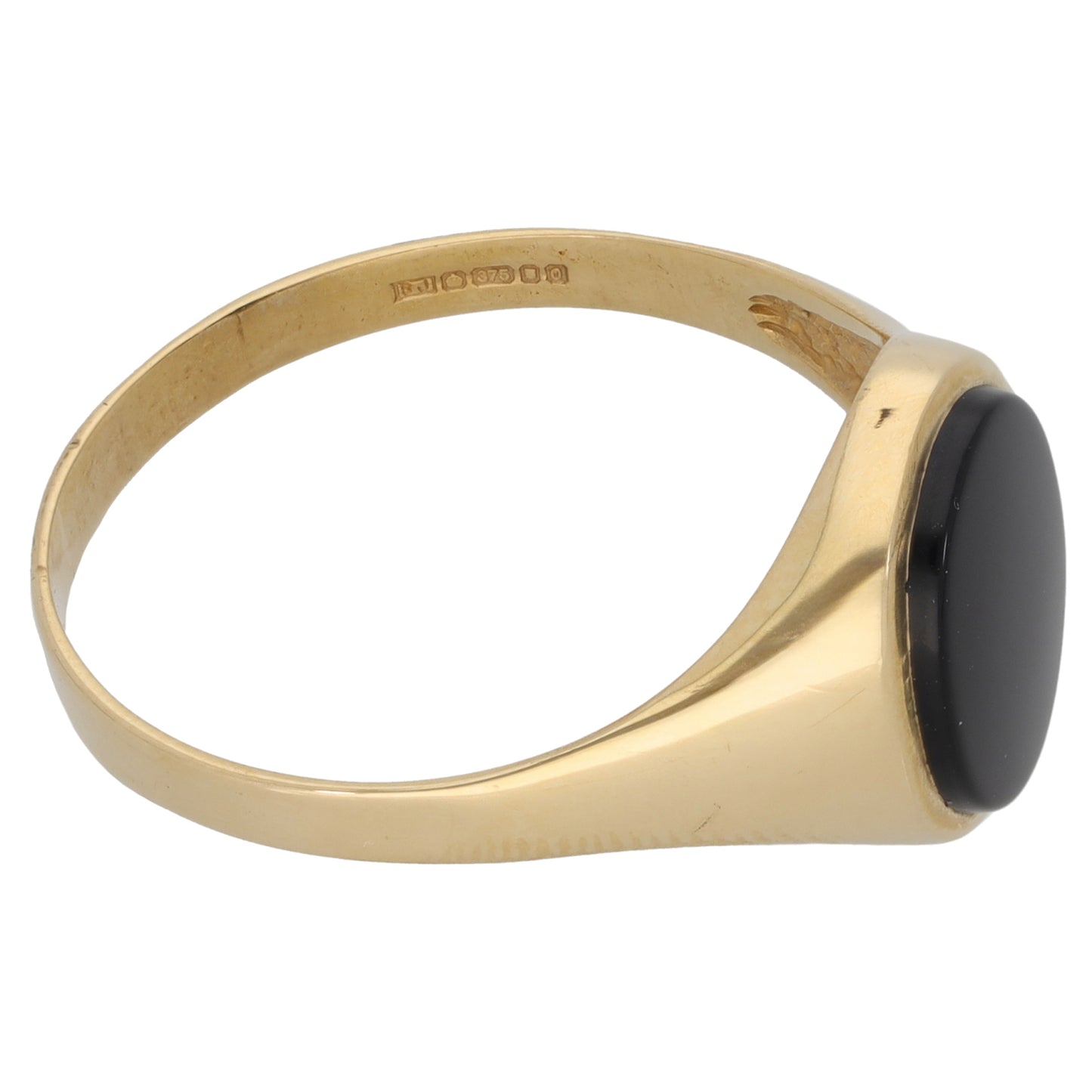 9ct Gold Onyx Plain Signet Ring Size Y