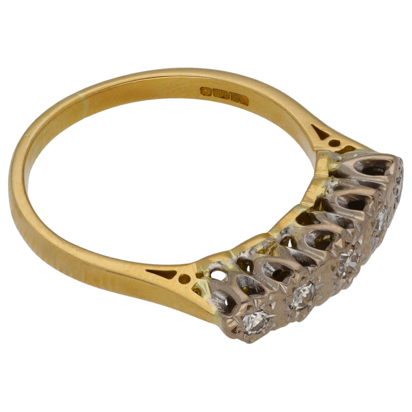 18ct Gold 0.16ct Diamond Half Eternity Ring Size P