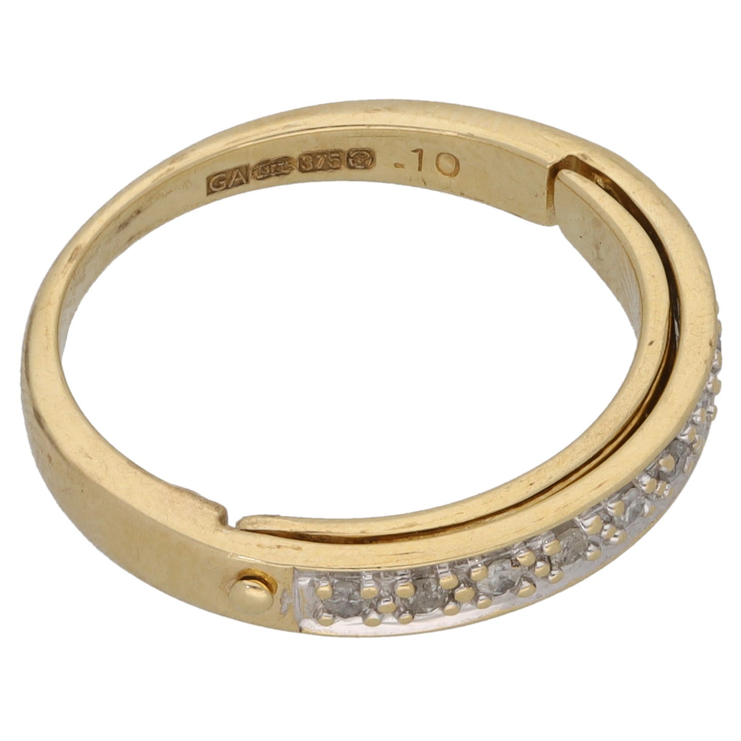 9ct Gold 0.10ct Diamond Half Eternity Ring Size N