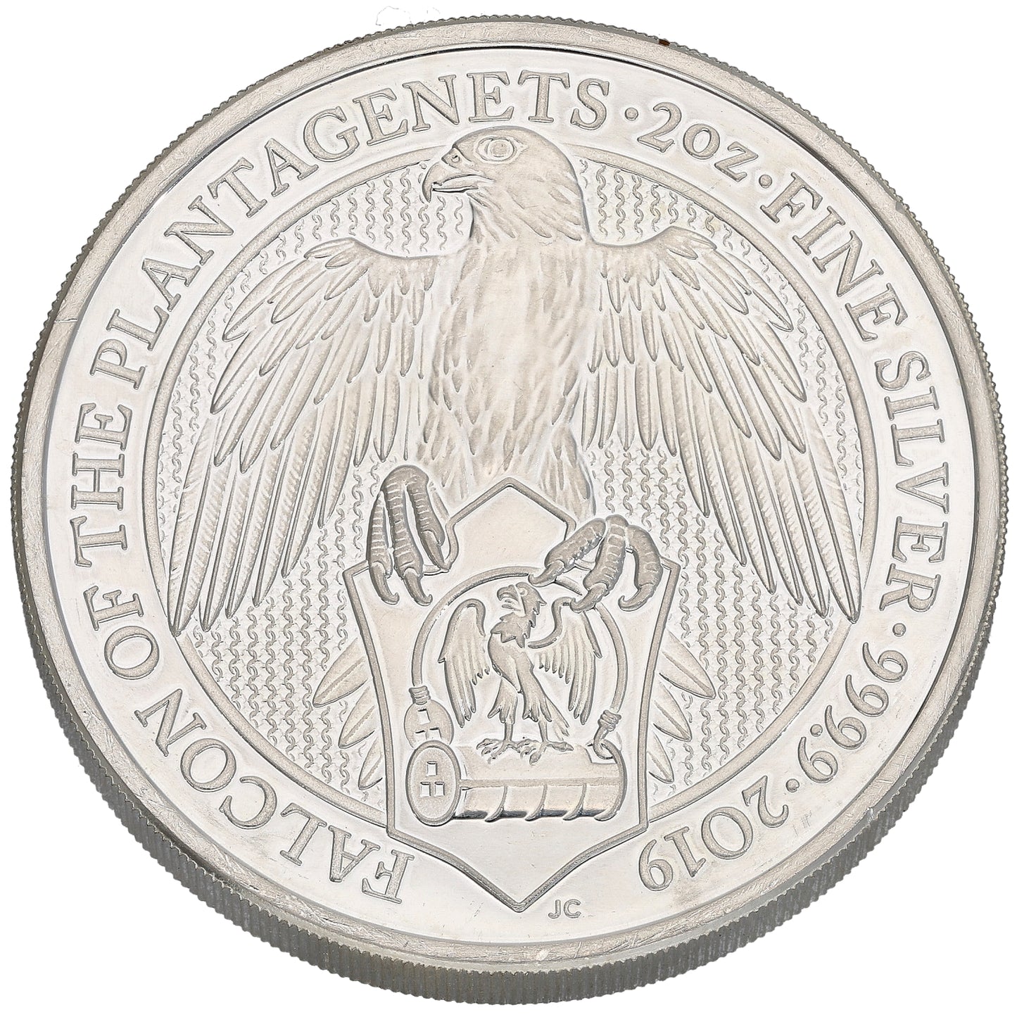 Fine Silver Falcon Of The Plantagenets 2 OZ Coin 2019