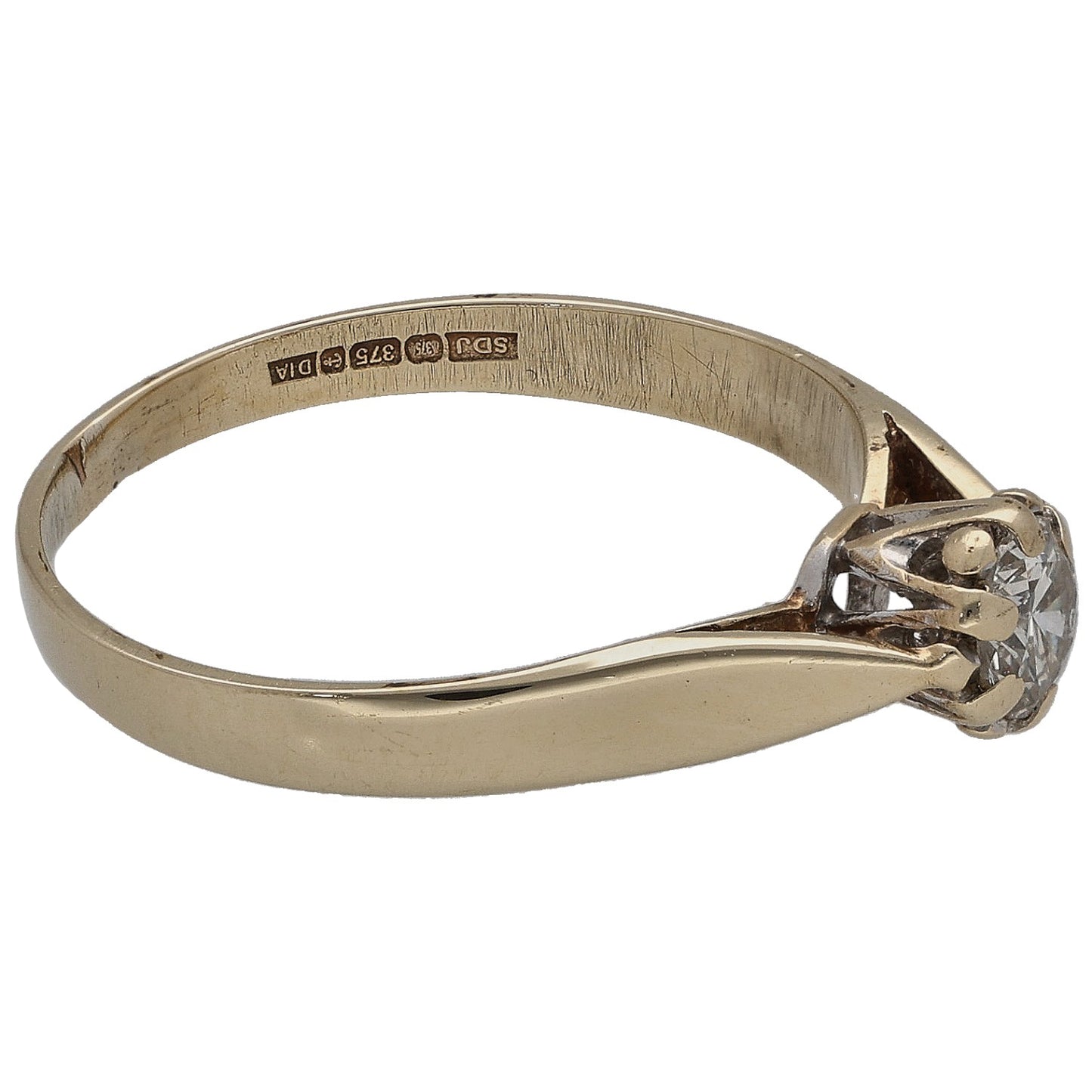 9ct Gold 0.25ct Diamond Solitaire Ring Size N
