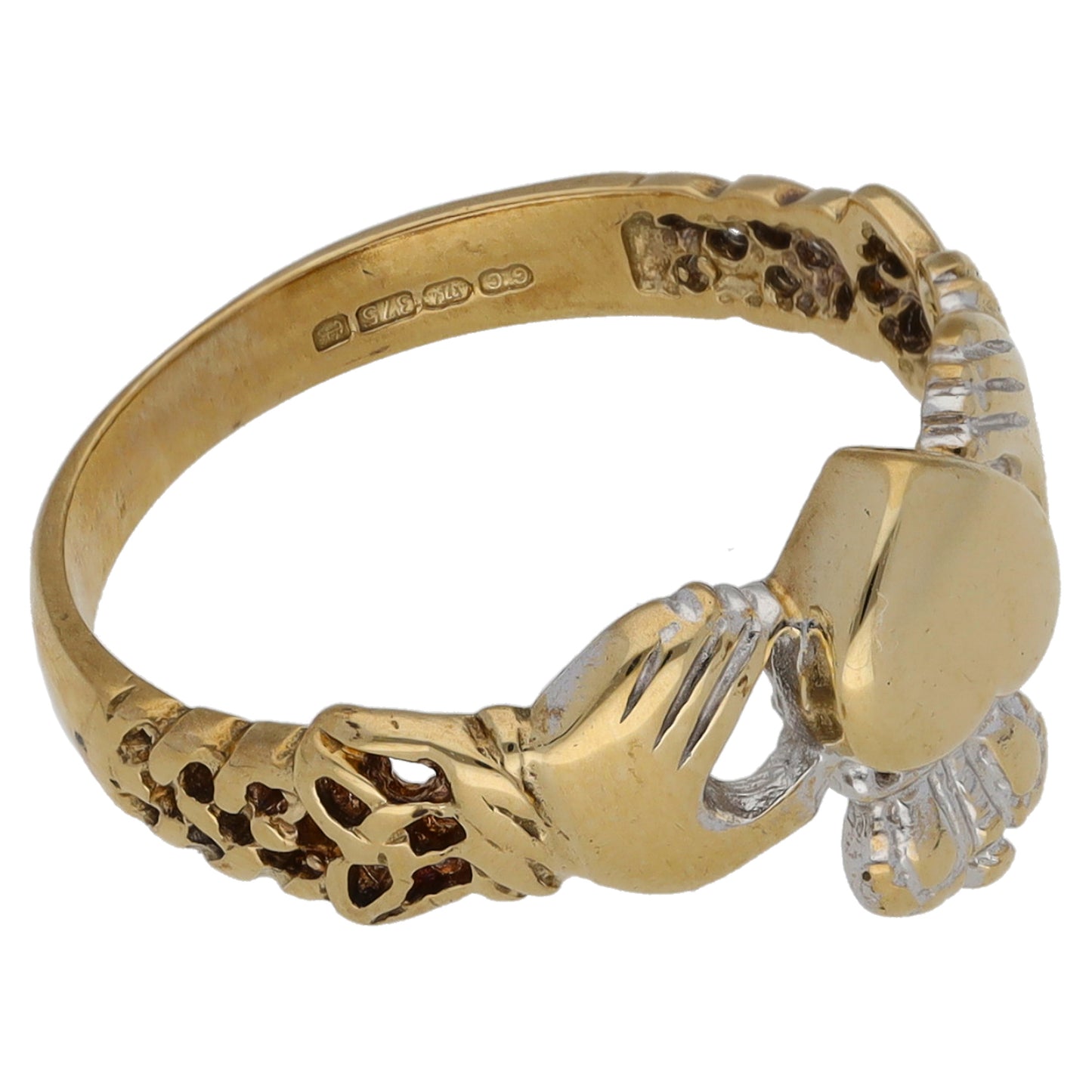 9ct Bicolour Gold Claddagh Ring Size L