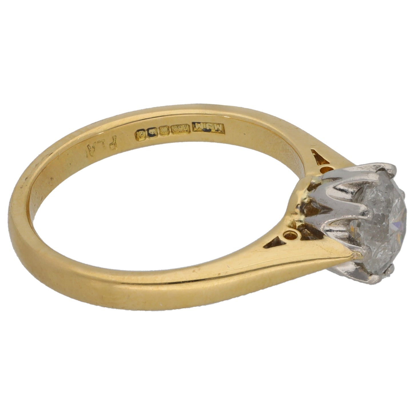18ct Gold 0.95ct Diamond Solitaire Ring Size L