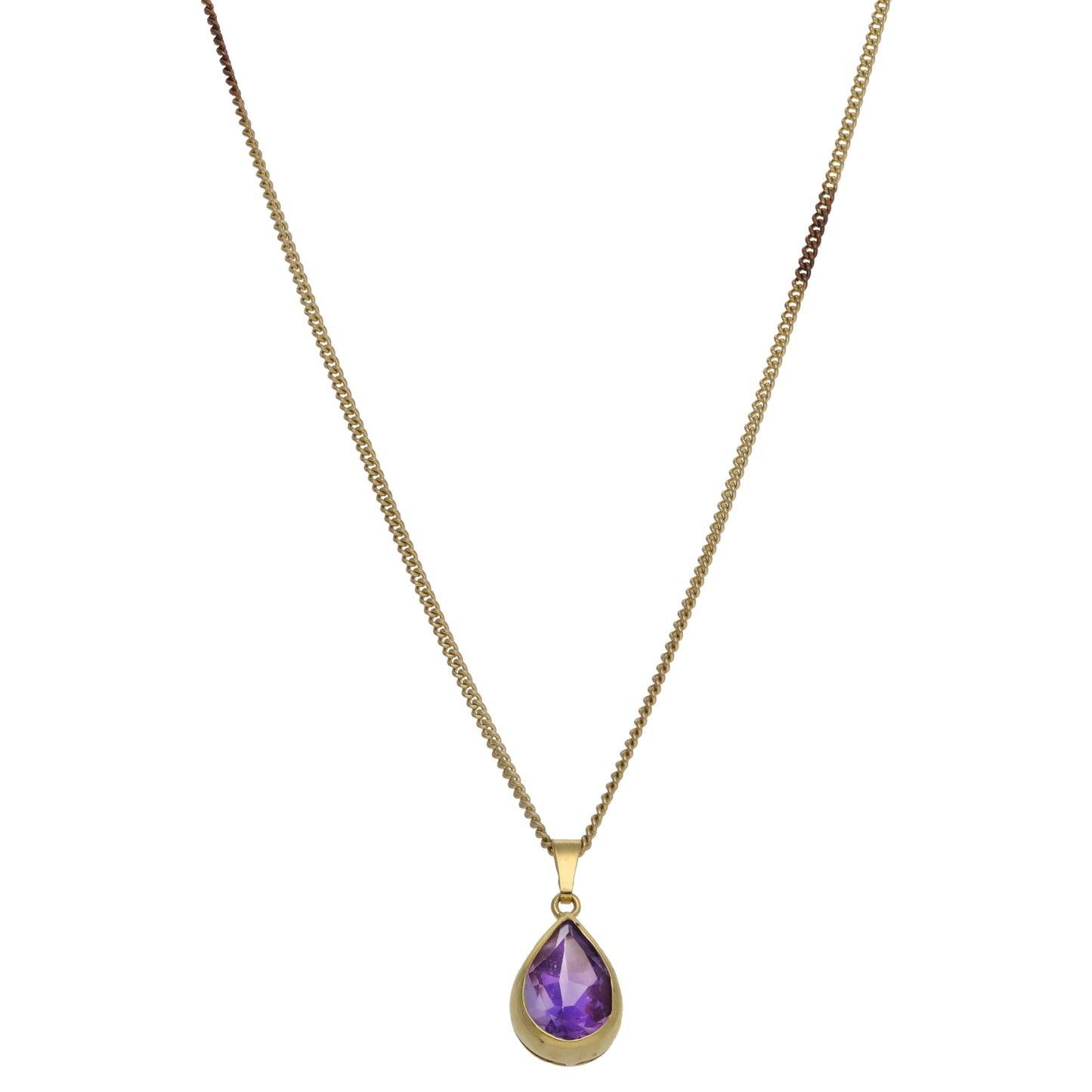 9ct Gold Amethyst Single Stone Pendant With Chain