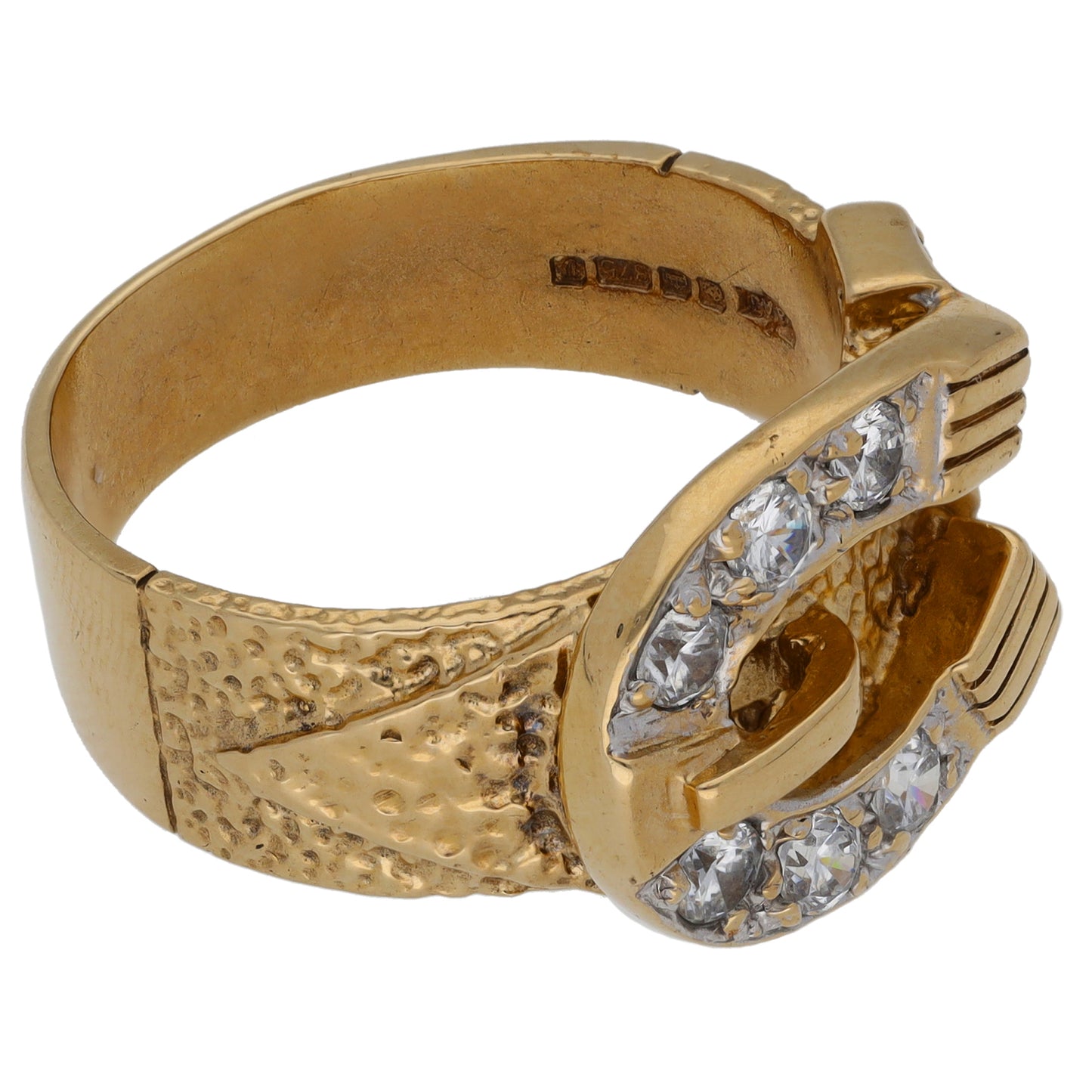 9ct Gold Cubic Zirconia Buckle Ring Size W