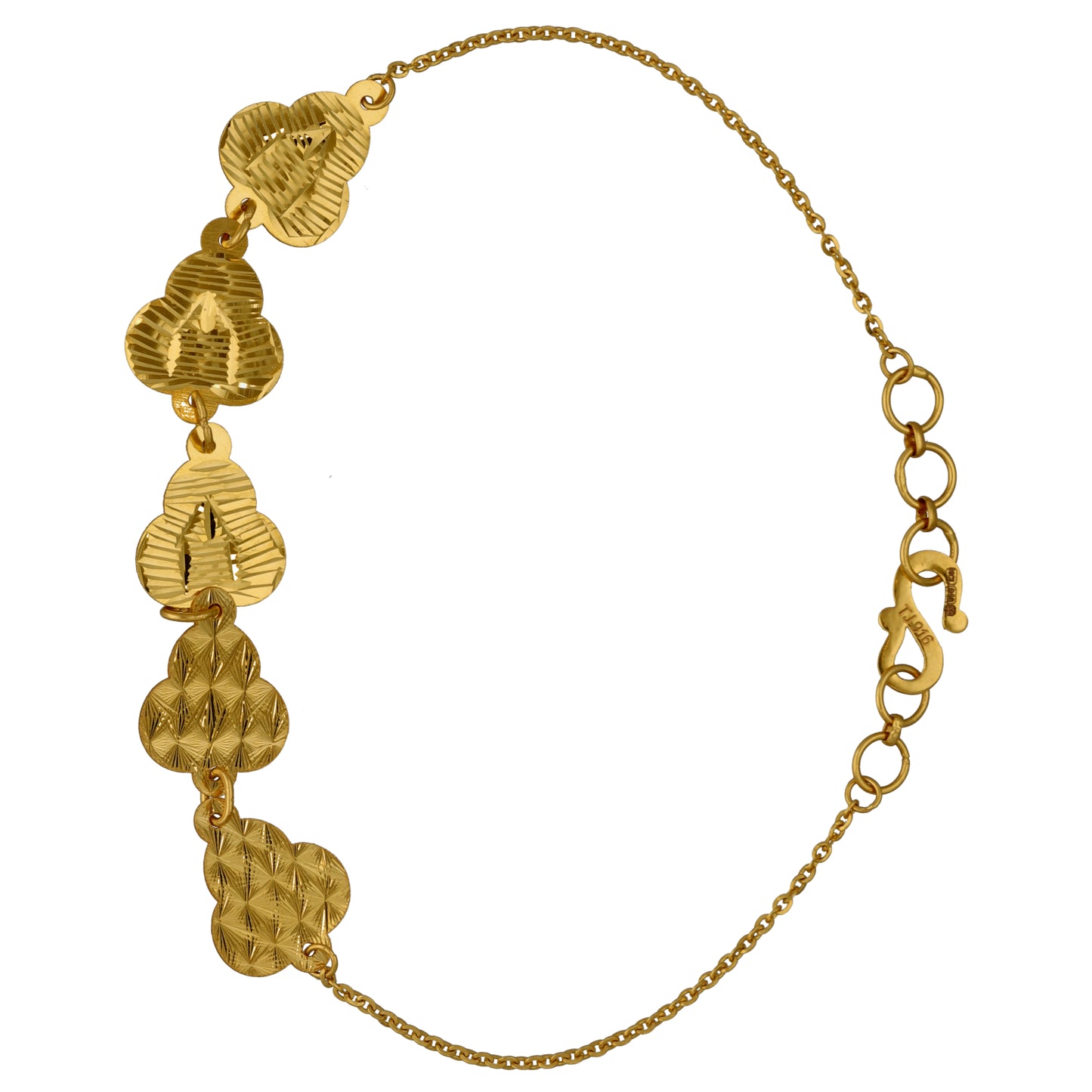 New 22ct Gold 5 Petal Link Bracelet