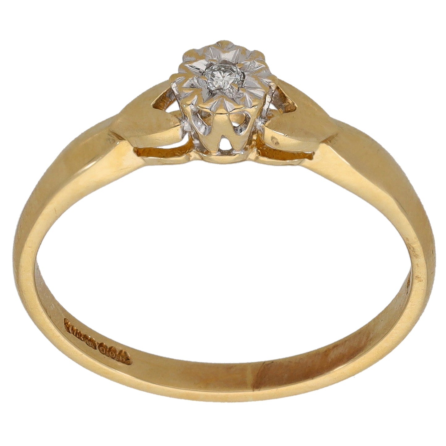 9ct Gold 0.03ct Diamond Solitaire Ring Size P