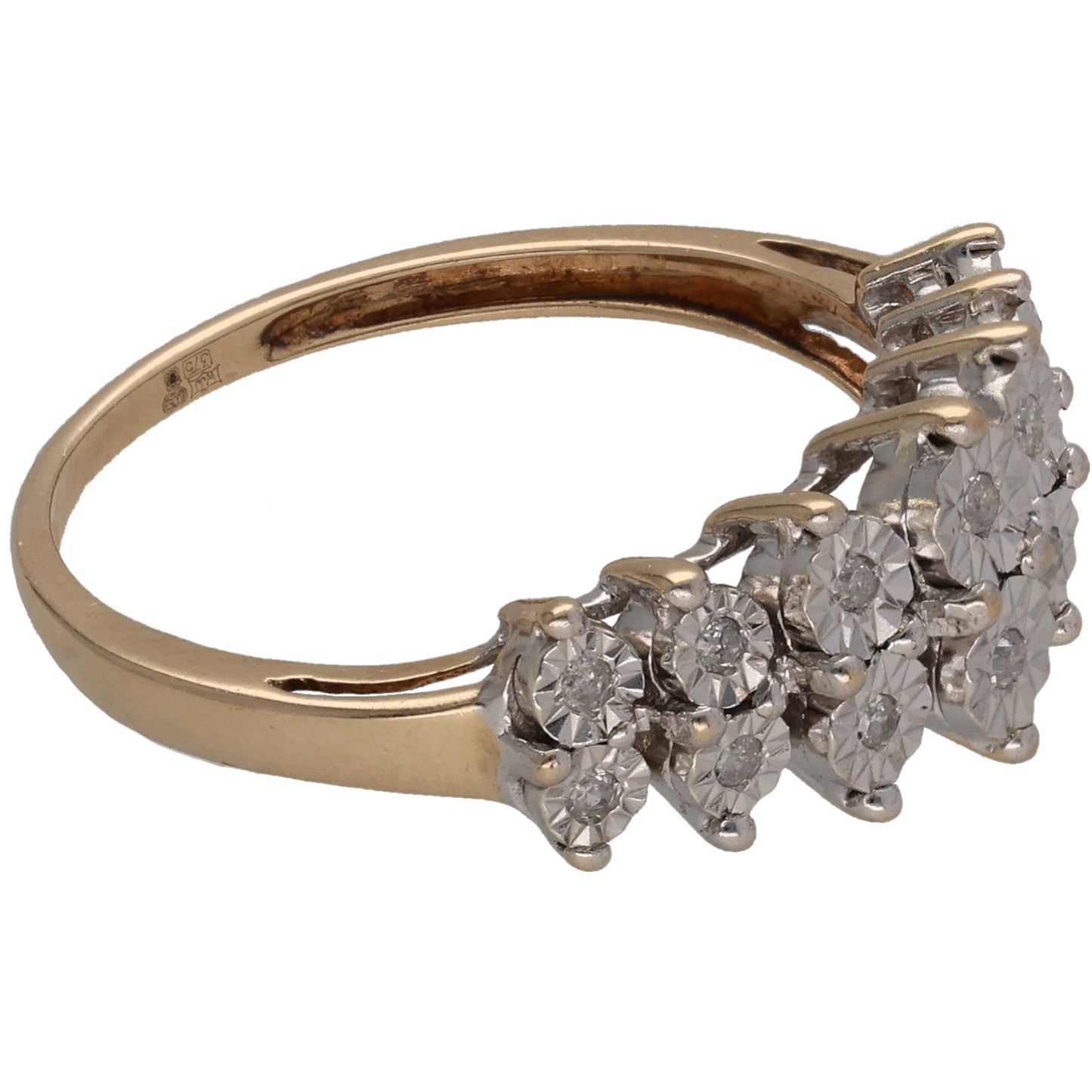 9ct Gold 0.07ct Diamond Half Eternity Ring Size O