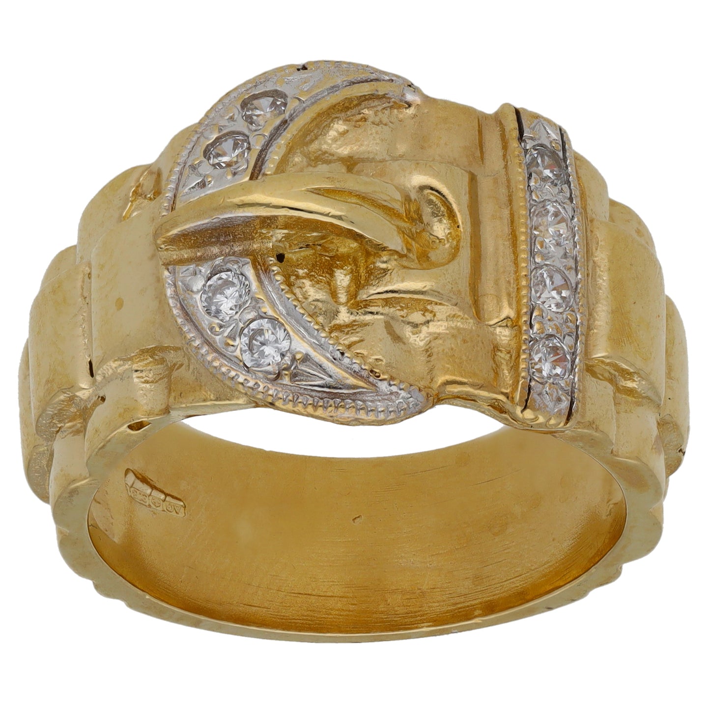 9ct Gold Cubic Zirconia Buckle Ring Size V