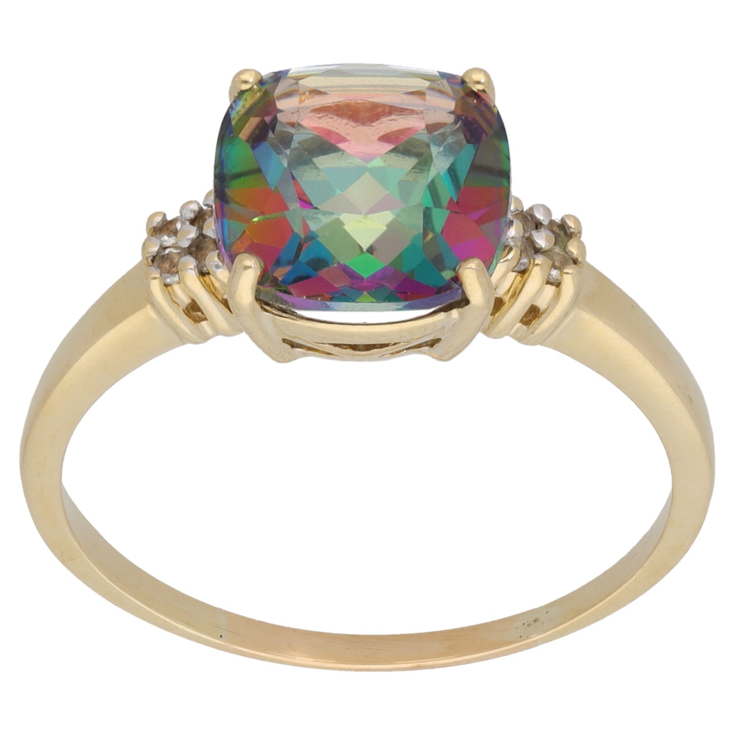 9ct Gold Coated Topaz & White Topaz Dress/Cocktail Ring Size Y