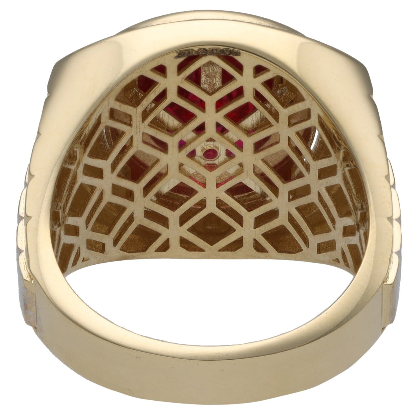 New 14ct Bi-Colour Gold Red Stone Signet Ring