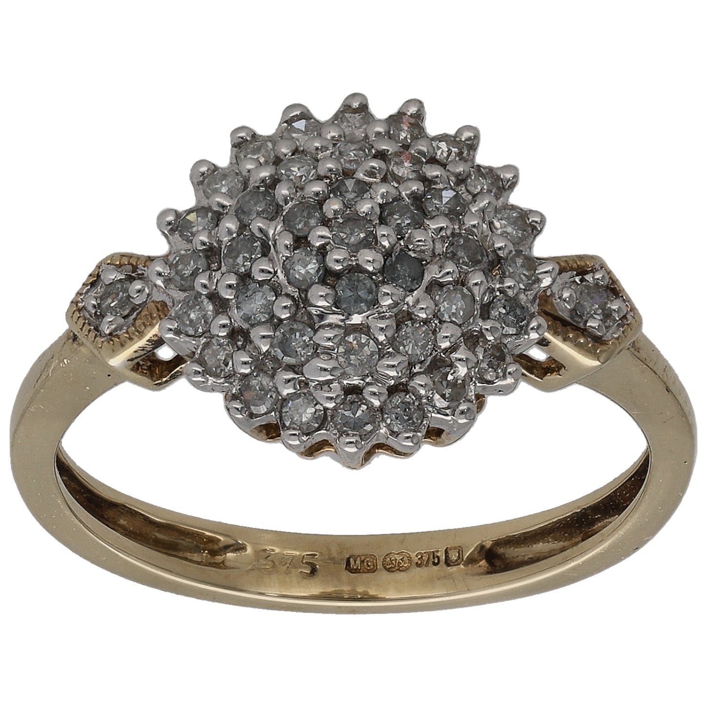 9ct Gold 0.20ct Diamond Cluster Ring Size L