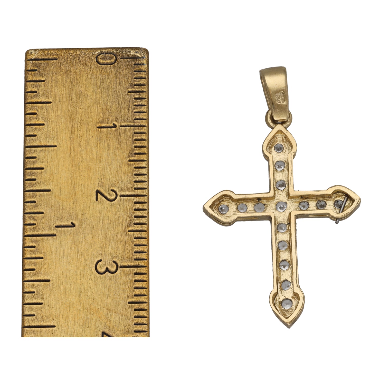 9ct Gold Cubic Zirconia Cross Pendant