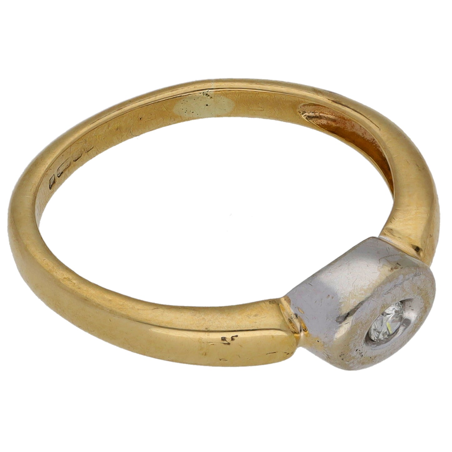 9ct Bicolour Gold 0.04ct Diamond Solitaire Ring Size K