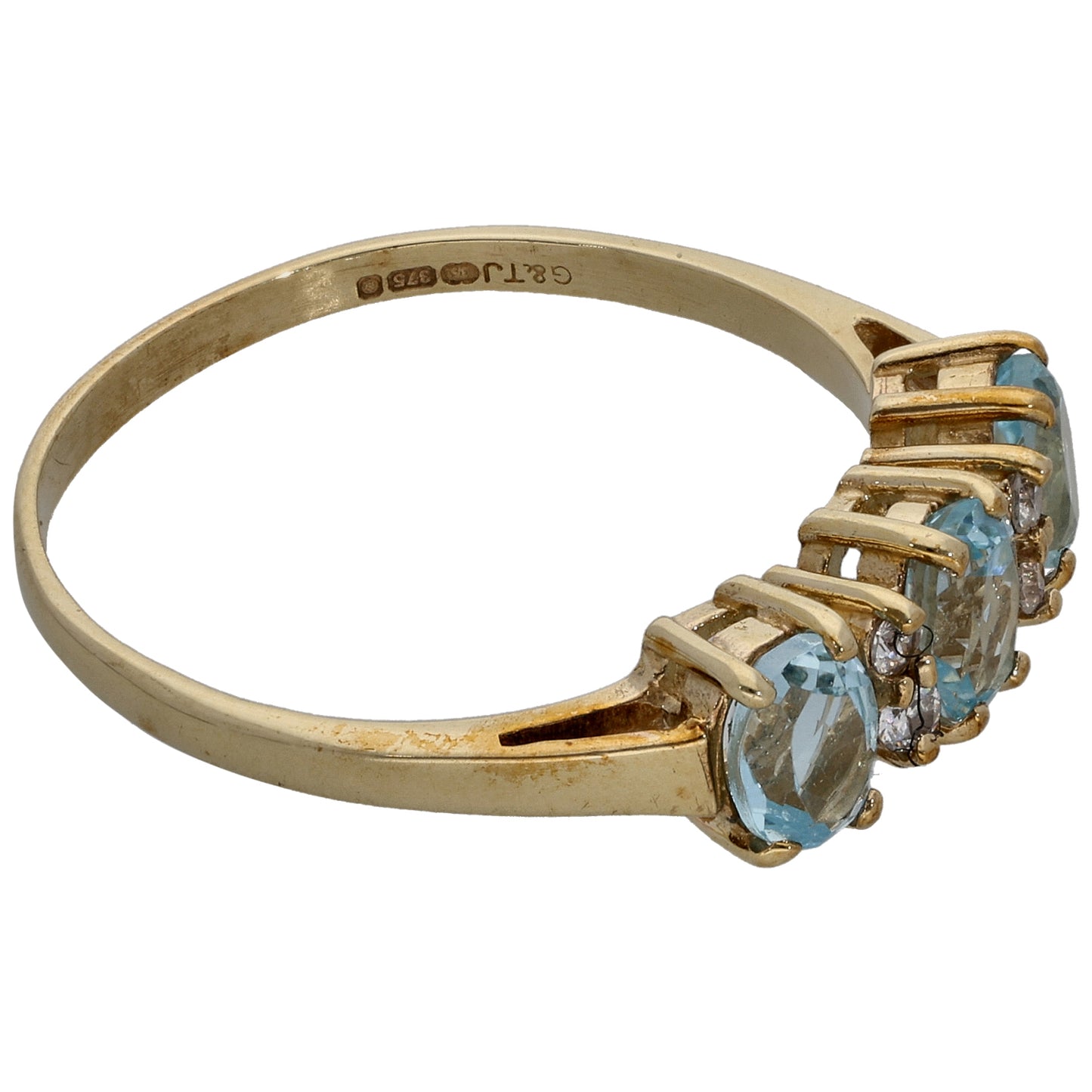 9ct Gold Topaz & Cubic Zirconia Dress/Cocktail Ring Size R