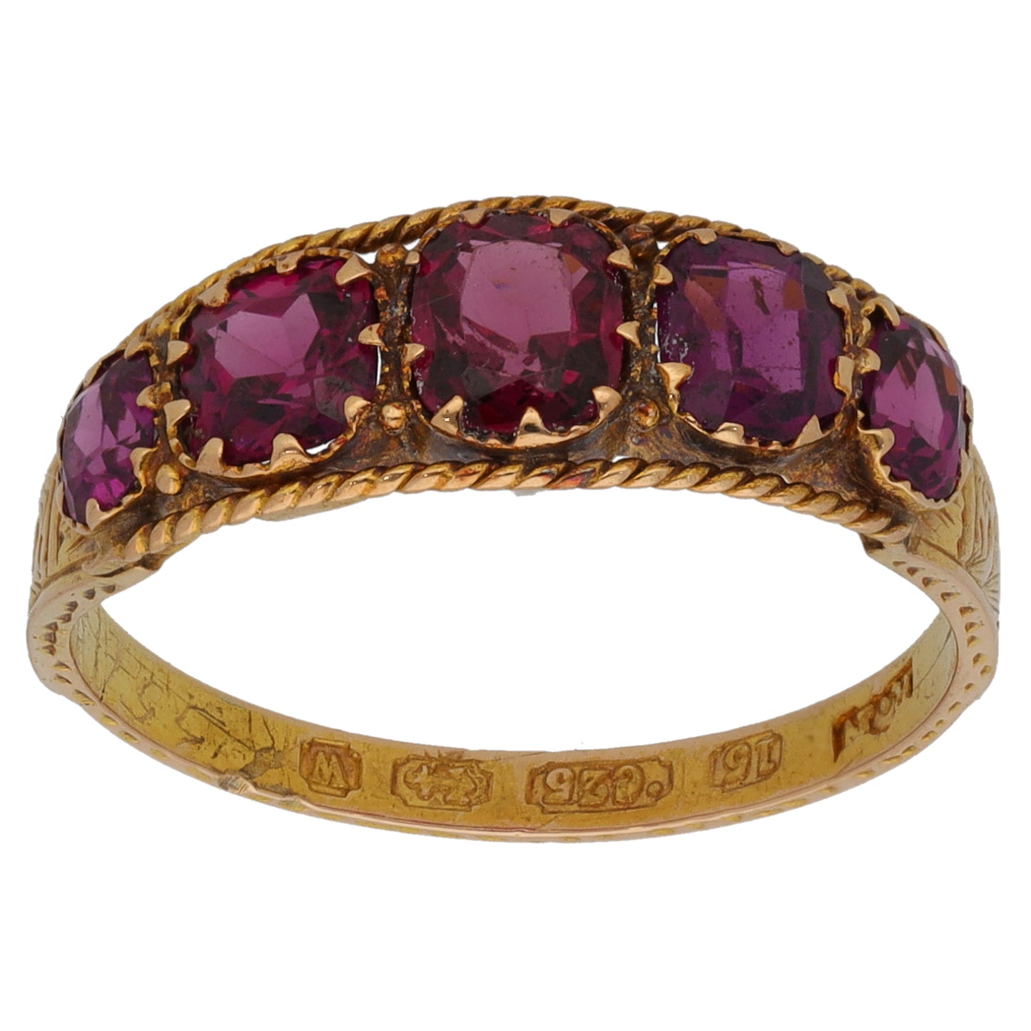 15ct Gold Garnet A&V Stone Set Ring Size O