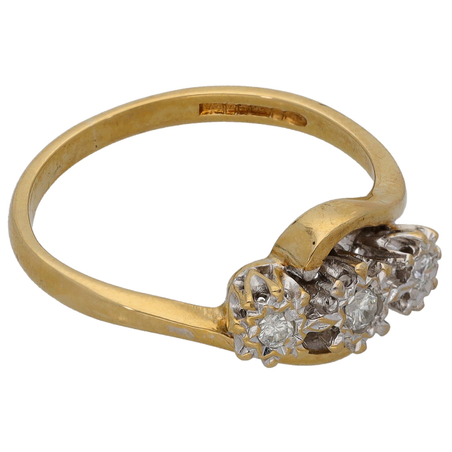 9ct Gold 0.10ct Diamond Trilogy Ring Size N