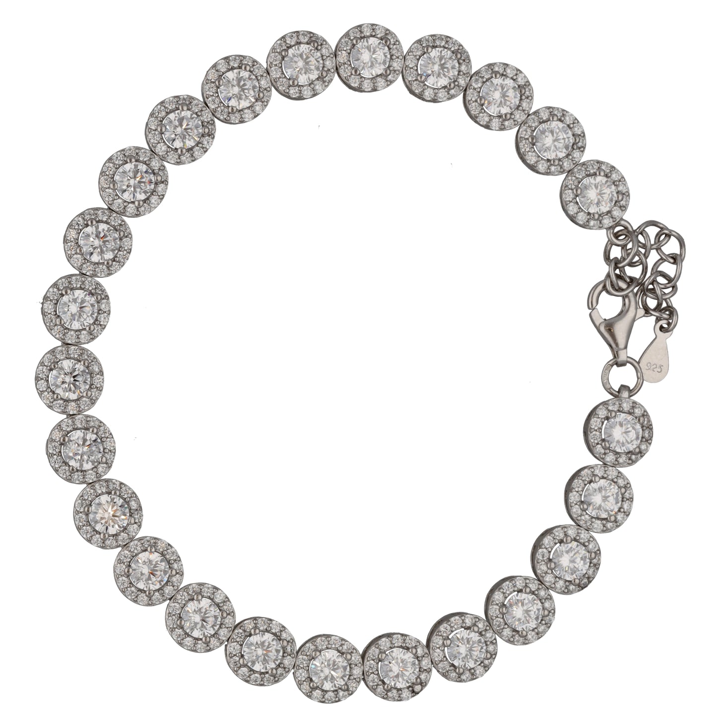 New Sterling Silver Cubic Zirconia Halo Bracelet