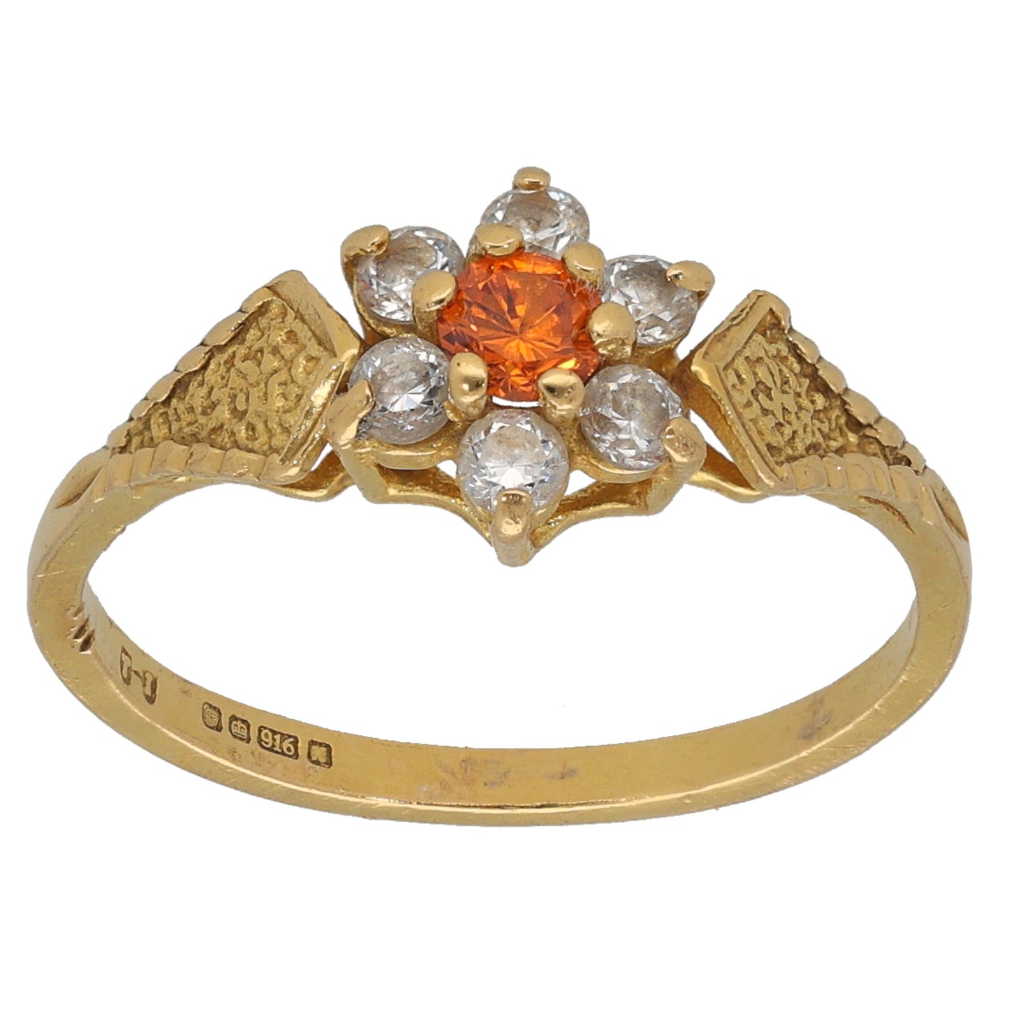 22ct Gold Imitation Gems Cluster Ring Size M