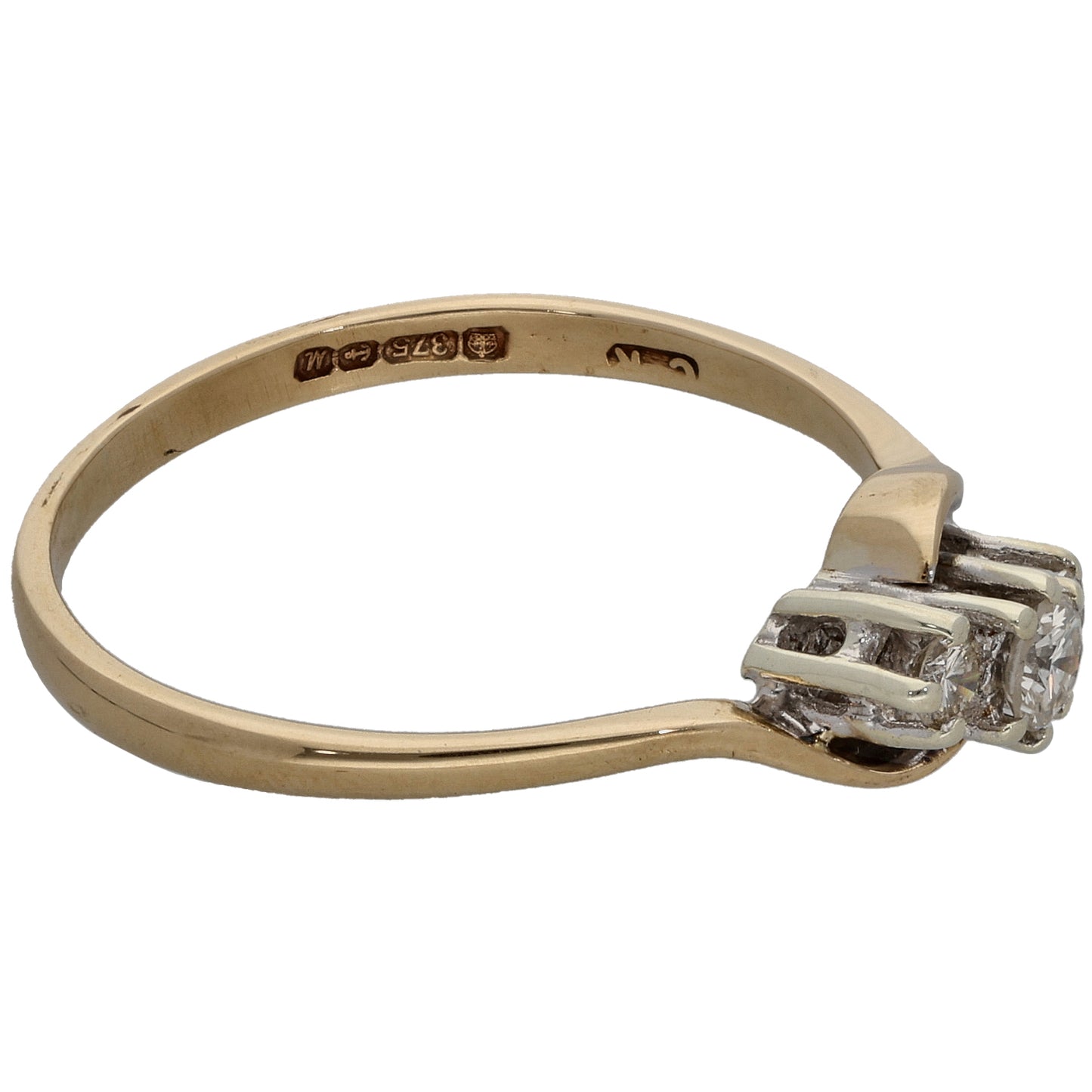 9ct Gold 0.20ct Diamond Trilogy Ring Size P