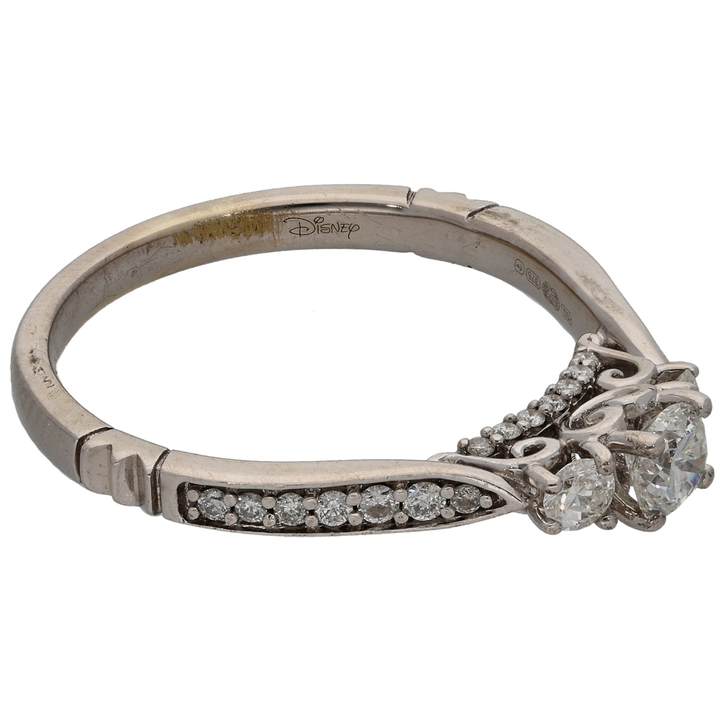 9ct White Gold 0.50ct Diamond Enchanted Disney Cinderella Ring Size O