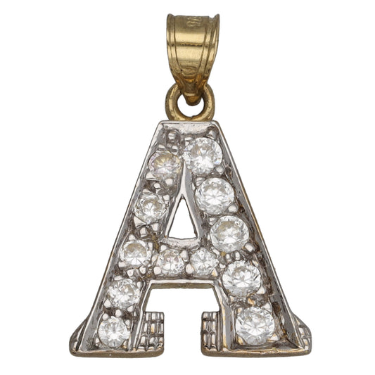 9ct Gold Cubic Zirconia Initial 'A' Pendant