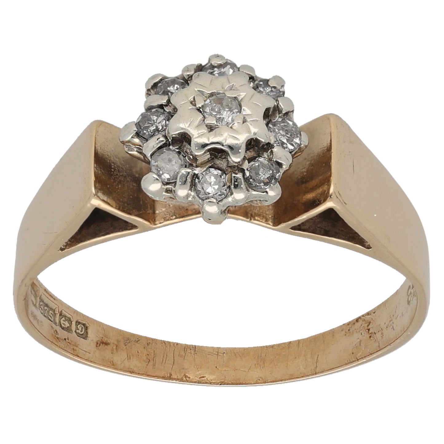 9ct Gold 0.18ct Diamond Cluster Ring Size M