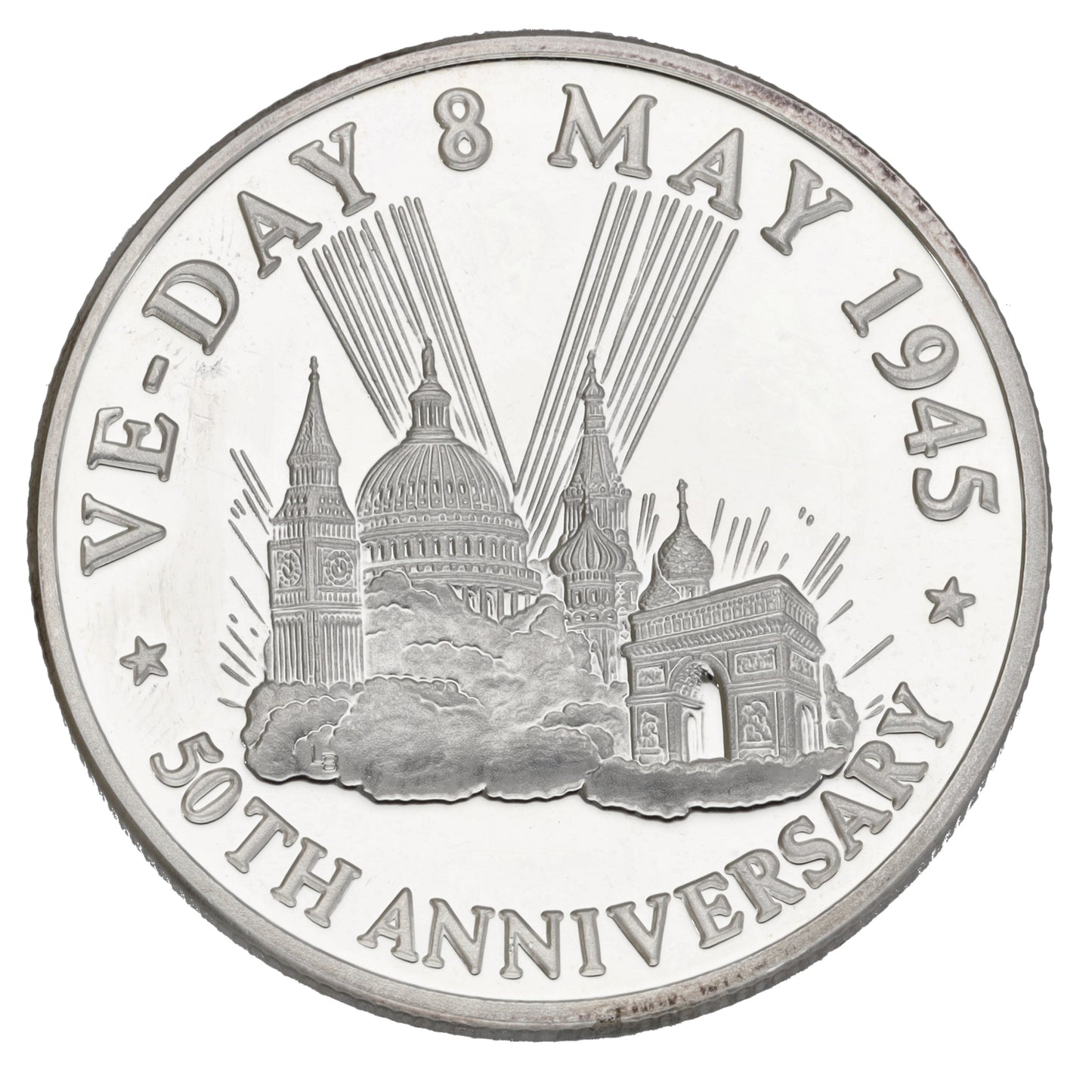 Fine Silver 50th Anniversary Of VE Day 20 Crowns Coin 1995