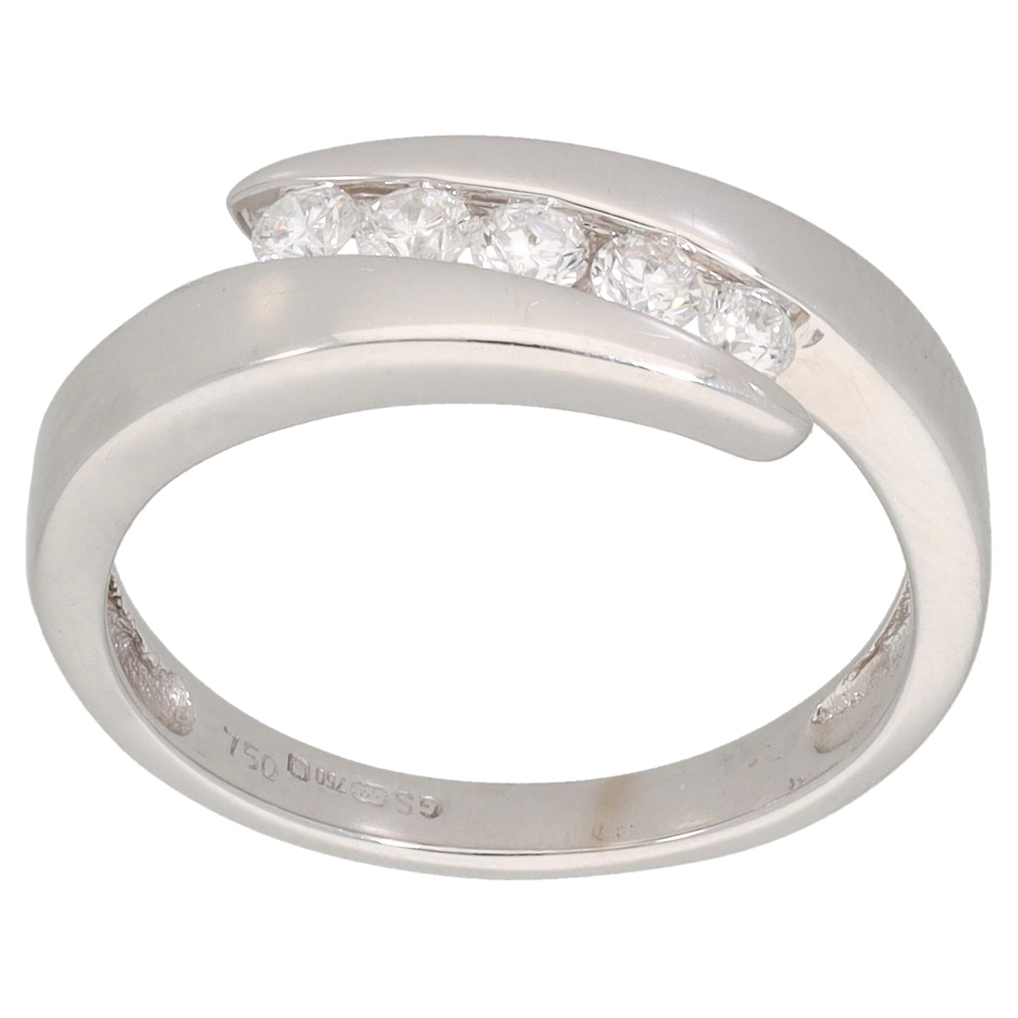 18ct White Gold 0.25ct Diamond Half Eternity Ring Size L